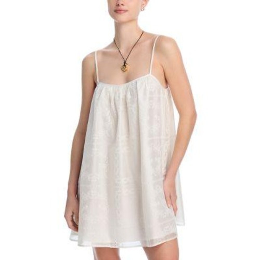 Aqua Swim Mini Dress Womens XS White Eyelet Boho Beach Coverup Resort $98 NWT